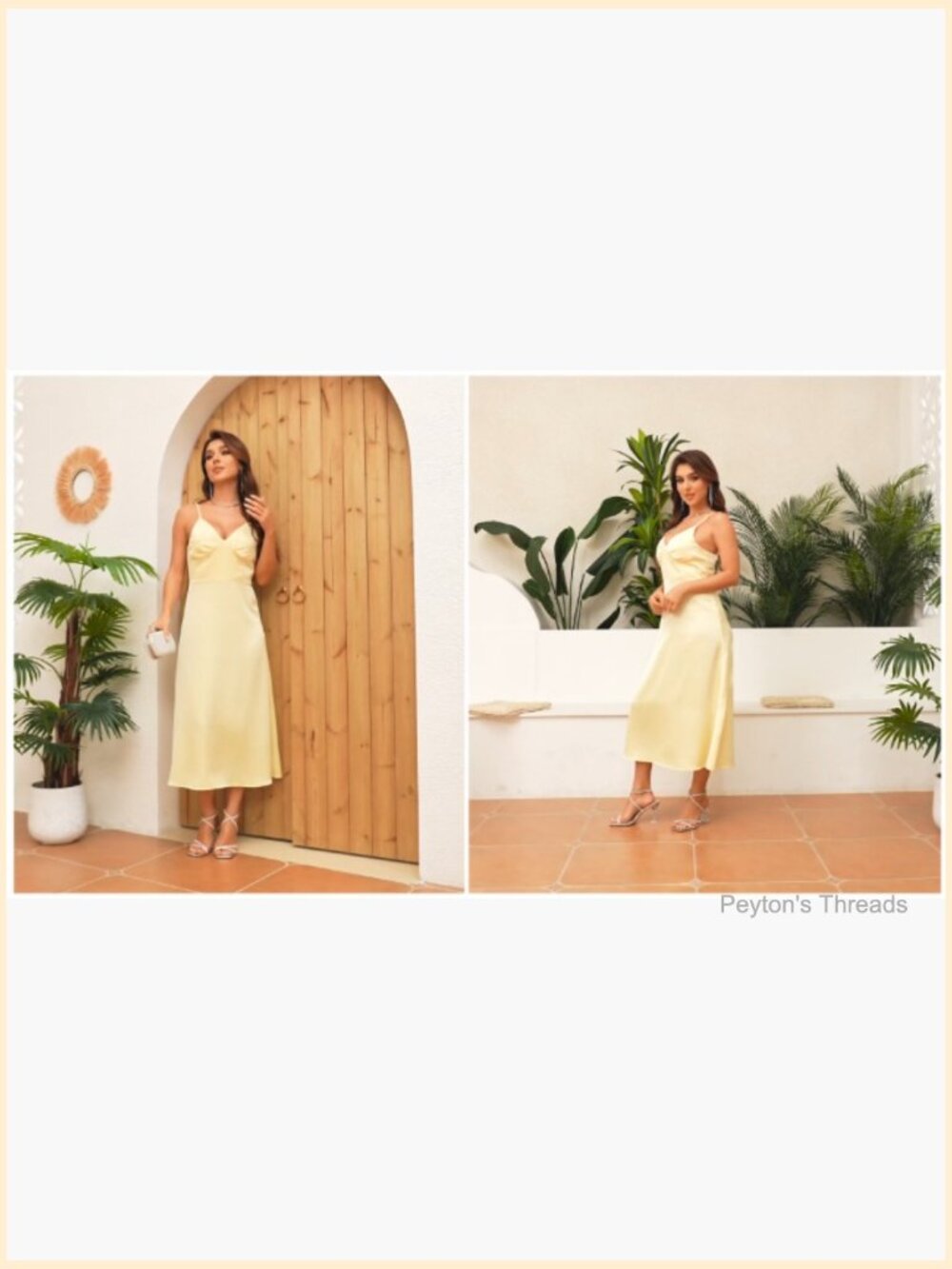 Spaghetti Strap Midi Satin Silk Dress V Neck Cocktail Party Sexy Open Back - Picture 7 of 7